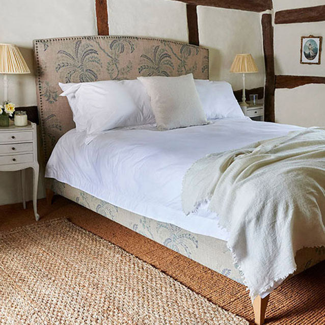 Brick Lane King Bed in Floral Linen Filicopsida Batik